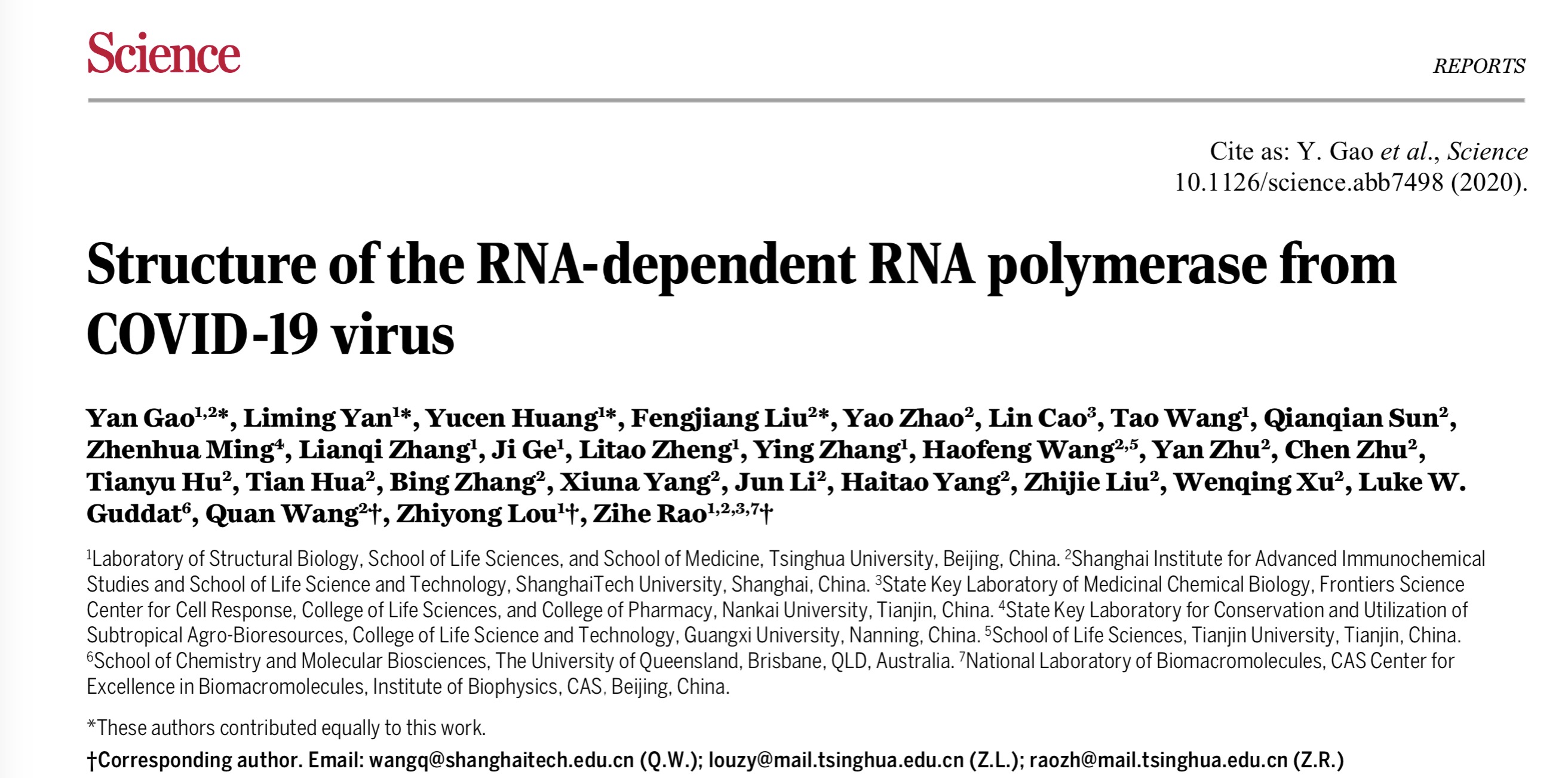 Structure of RNADependent RNA Polymerase a Major Antiviral Drug